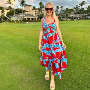 FARM RIO sweet jungle frond print tiered sundress WORN ONCE!